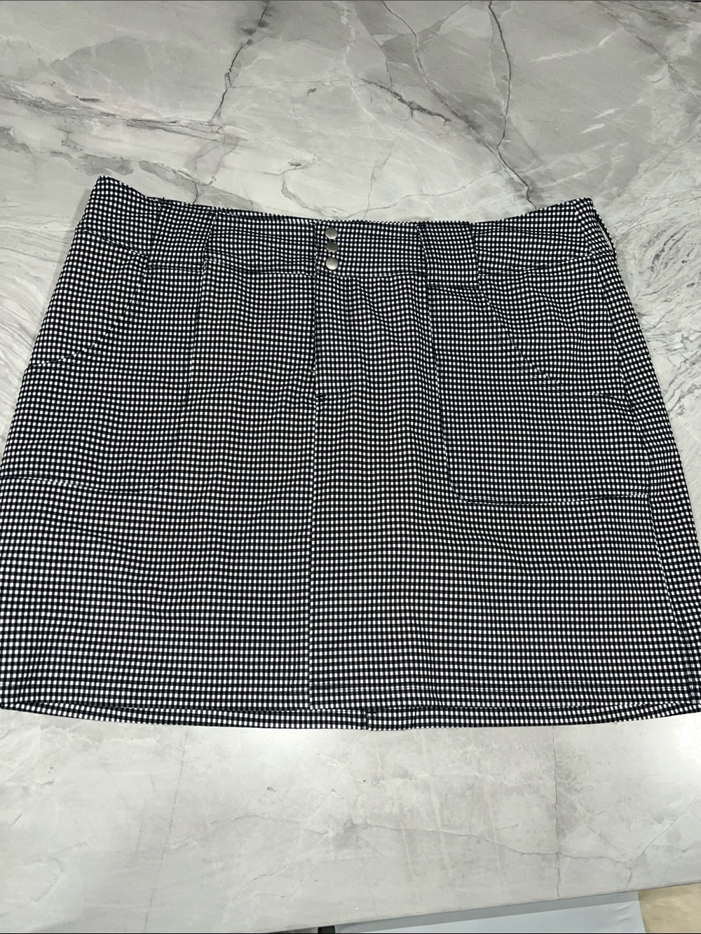 Jofit Black and White Gingham Skort with Front Button Detail